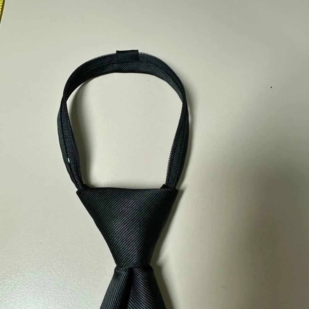 Cat & Jack Boys Black Pre-Tied Adjustable Necktie Size M/L Matte Twill Formal